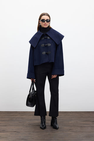 Buckle Detail Cachet Coat Navy Blue