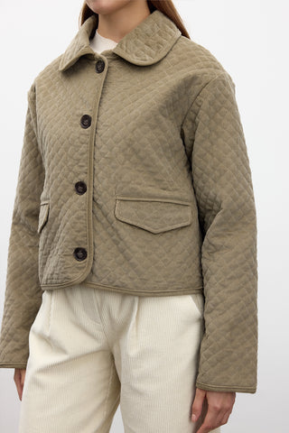 Quilted Velvet Jacket Camel