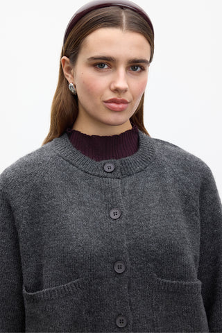 Button Up Knit Cardigan Anthracite