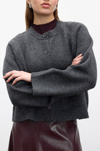 Button Up Knit Cardigan Anthracite