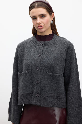 Button Up Knit Cardigan Anthracite