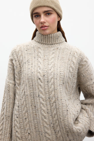 Turtleneck Knit Sweater Beige