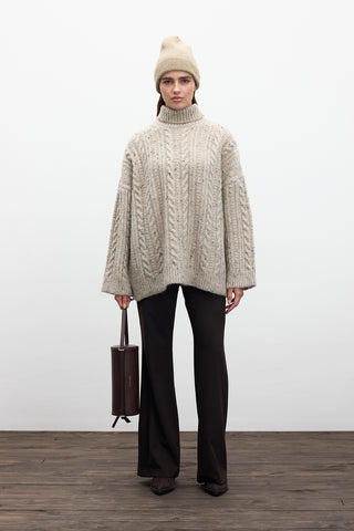 Turtleneck Knit Sweater Beige