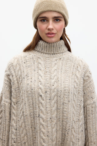 Turtleneck Knit Sweater Beige