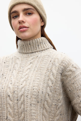 Turtleneck Knit Sweater Beige