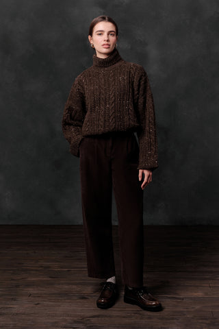 Corduroy Baggy Trousers Dark Brown