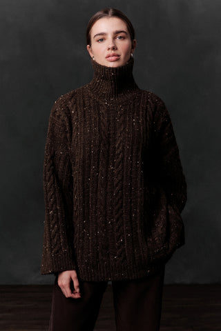 Turtleneck Knit Sweater Brown