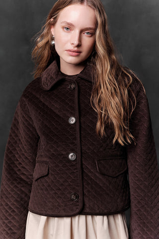 Quilted Velvet Jacket Brown