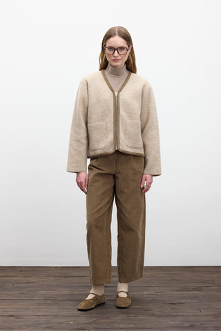 Fermuarlı Örgü Hırka Bej