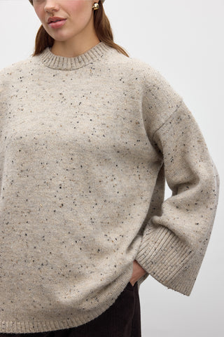 Wide Sleeve Knit Sweater Beige