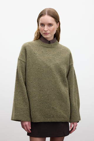 Wide Sleeve Knit Sweater Green