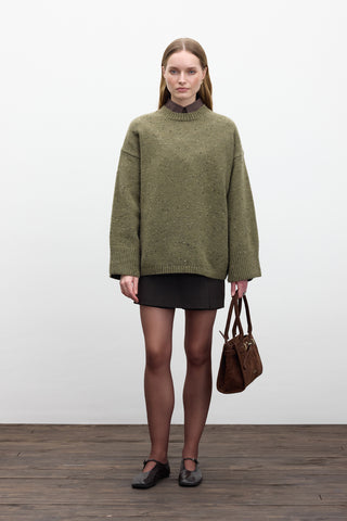 Wide Sleeve Knit Sweater Green