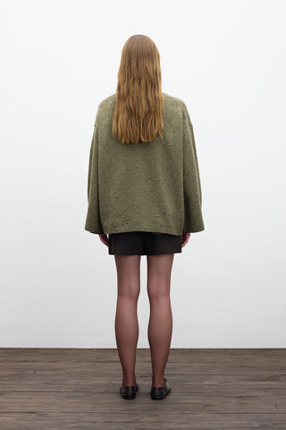 Wide Sleeve Knit Sweater Green