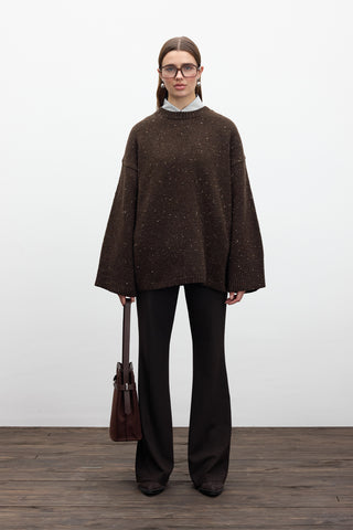 Wide Sleeve Knit Sweater Brown