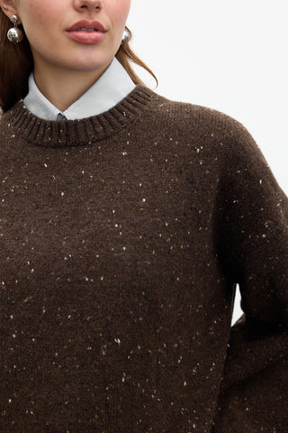 Wide Sleeve Knit Sweater Brown