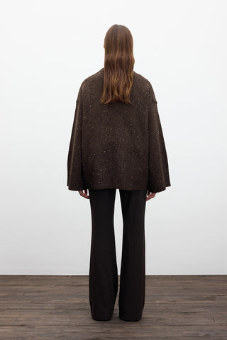 Wide Sleeve Knit Sweater Brown