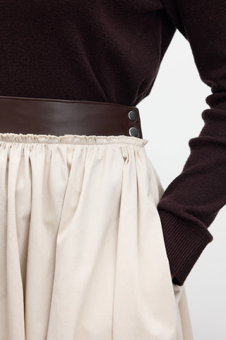 Leather Detail A-Line Skirt Stone