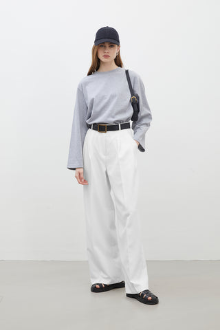 Pleated Wide-Leg Trousers Ecru