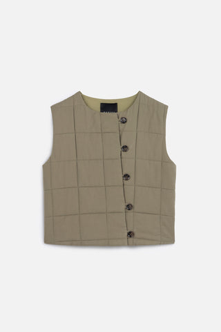 Quilted Fitted Short Vest Green