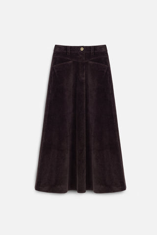 Corduroy Maxi Skirt Dark Brown