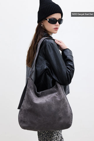 Maxi Suede Tote Bag Anthracite