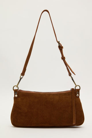 Mari Suede Baguette Bag Tan