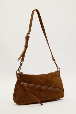 Mari Suede Baguette Bag Tan