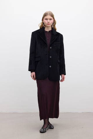 Kemerli Kaşe Ceket Siyah