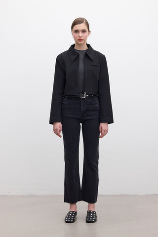 Klasik Kırpılmış Blazer Siyah