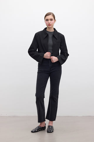 Klasik Kırpılmış Blazer Siyah