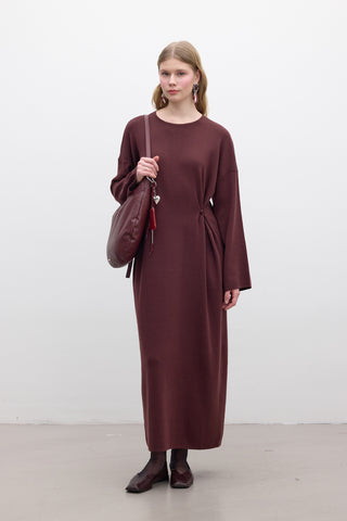 Tie Knit Dress Burgundy