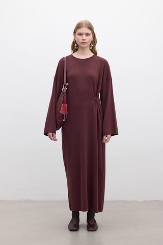 Tie Knit Dress Burgundy