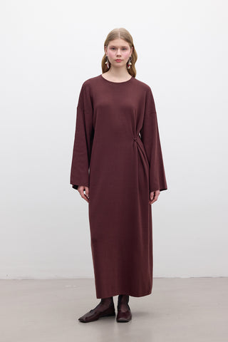 Tie Knit Dress Burgundy