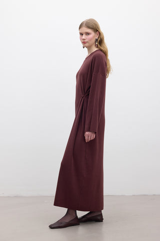 Tie Knit Dress Burgundy