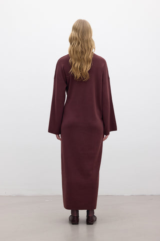 Tie Knit Dress Burgundy