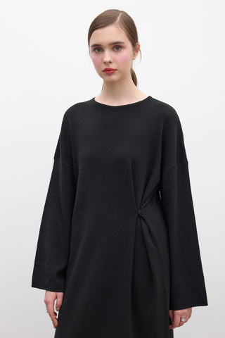 Tie Knit Dress Black