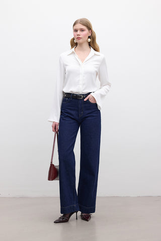 Satin Slim Fit Shirt Ecru