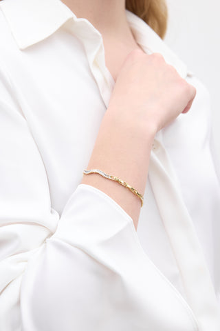 Zigzag Taşlı Bilezik Açık Sarı