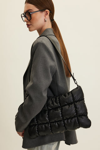 Soft Quilted Faux Leather Bag Black