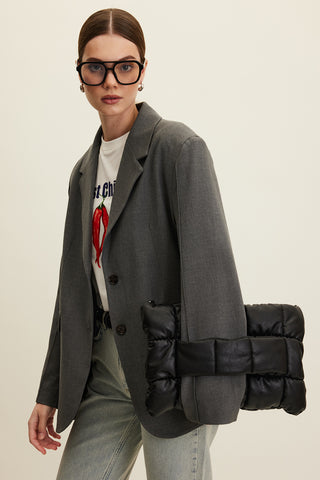 Soft Quilted Faux Leather Bag Black