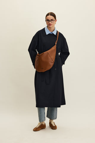 Nicola Double Breasted Trench Coat Navy Blue