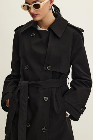 Anika Belted Trench Coat Black