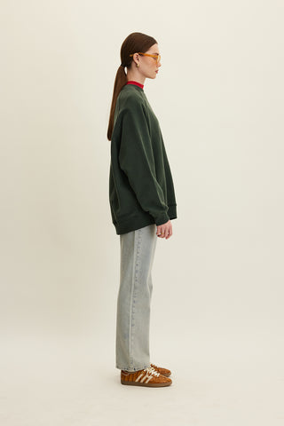 Büyük Boy Basic Sweatshirt Yeşil