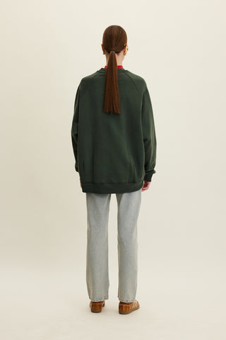 Büyük Boy Basic Sweatshirt Yeşil