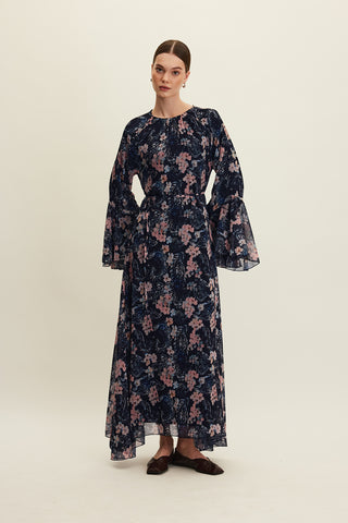 Ruffled Chiffon Dress Floral