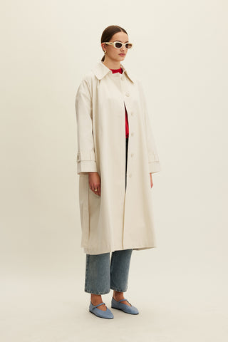 Oversized Belted Gabardine Trench Soft Yellow