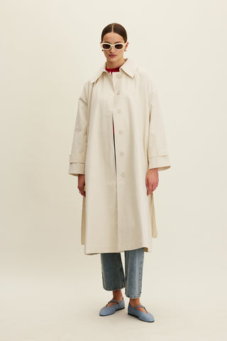 Oversized Belted Gabardine Trench Soft Yellow