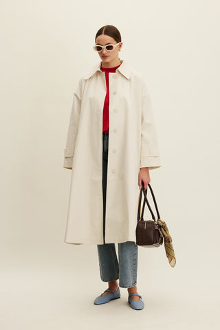 Oversized Belted Gabardine Trench Soft Yellow