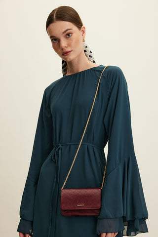 Quilted Wallet Bag Burgundy