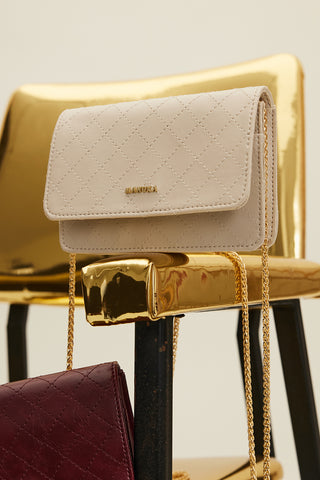 Quilted Wallet Bag Beige